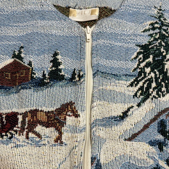 Vintage Art Unlimited Winter Wonderland Knit Cardigan blanket sweater small - Picture 6 of 12